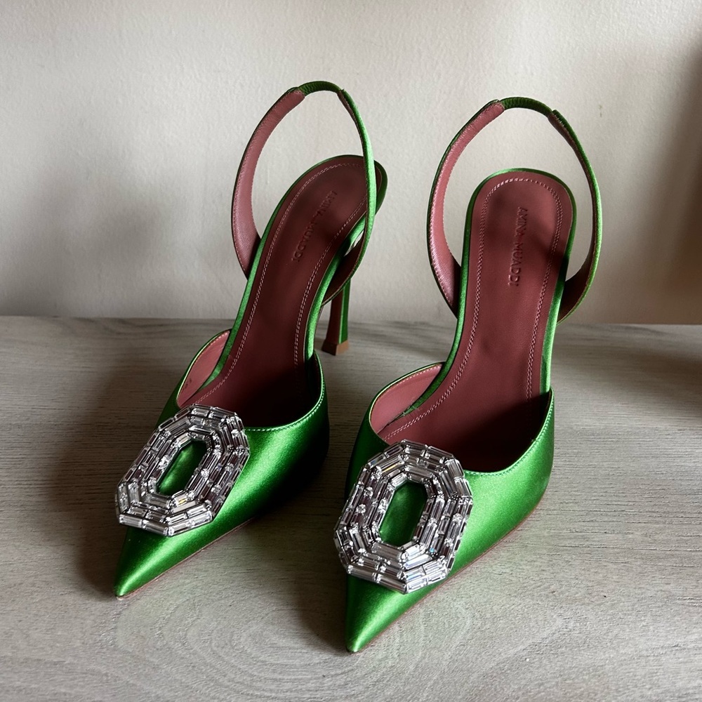 COPY - Amina Muaddi Camelia Silk Slingback Pumps